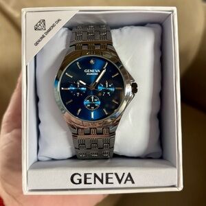 NIB- Geneva men’s Blue and Silver Timepiece